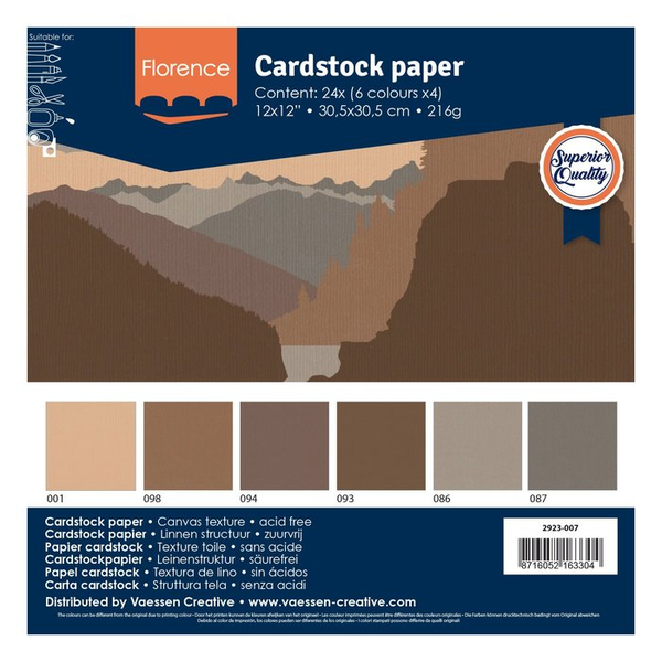 Vaessen Creative, Cardstock Textuur, Bruin Assorti, 30,5 x 30,5 cm - 2923-007