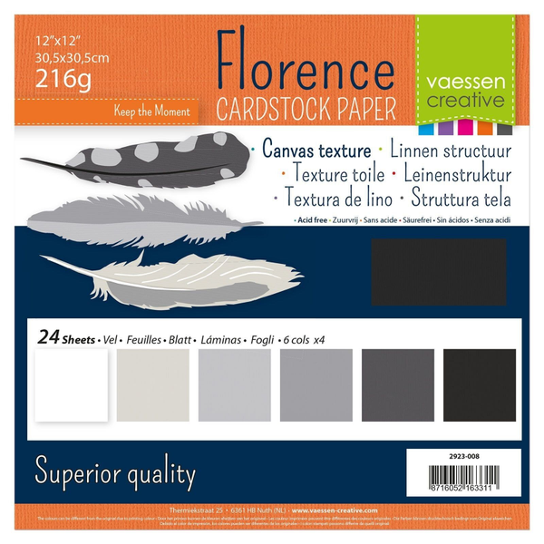 Vaessen Creative, Cardstock Textuur, Zwart Assorti, 30,5 x 30,5 cm - 2923-008