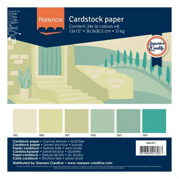 Vaessen Creative, Cardstock Textuur, Strand Assorti, 30,5 x 30,5 cm - 2923-011