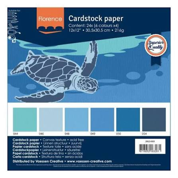 Vaessen Creative, Cardstock Textuur, Blauw Assorti, 30,5 x 30,5 cm - 2923-001