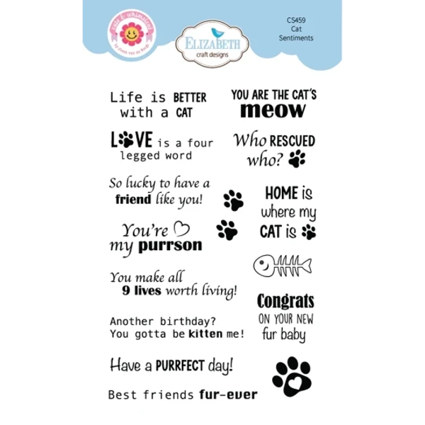 Elizabeth Craft Design, Clear Stamp, Cat Sentiments - CS459