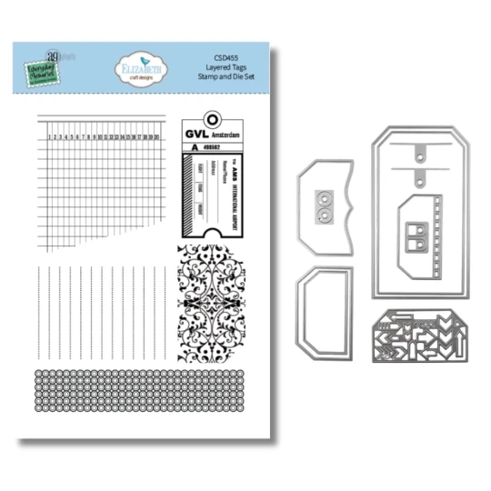 Elizabeth Craft Design, Clear Stamp + Die, Layered Tags - CSD455