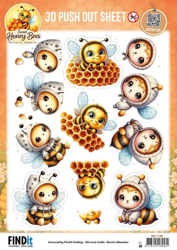 Berrie's Beauties, 3D Push-Out, Sweet Honey Bees, Honeycomb Friends - SB11128