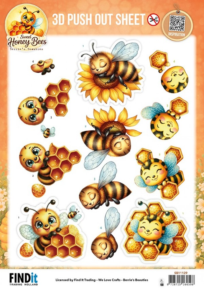 Berrie's Beauties, 3D Push-Out, Sweet Honey Bees, Golden Garden - SB11129