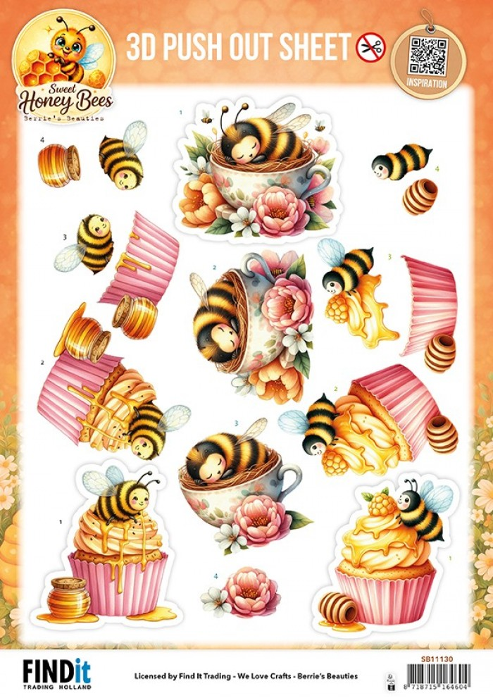 Berrie's Beauties, 3D Push-Out, Sweet Honey Bees, Honey Bee Delights - SB11130
