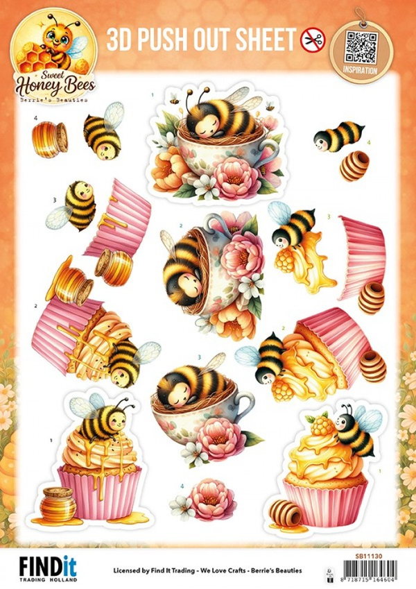 Berrie's Beauties, 3D Push-Out, Sweet Honey Bees, Honey Bee Delights - SB11130