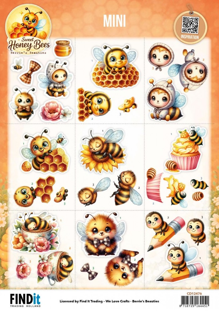 Berrie's Beauties, 3D Knipvel, Sweet Honey Bees, Mini - CD12476
