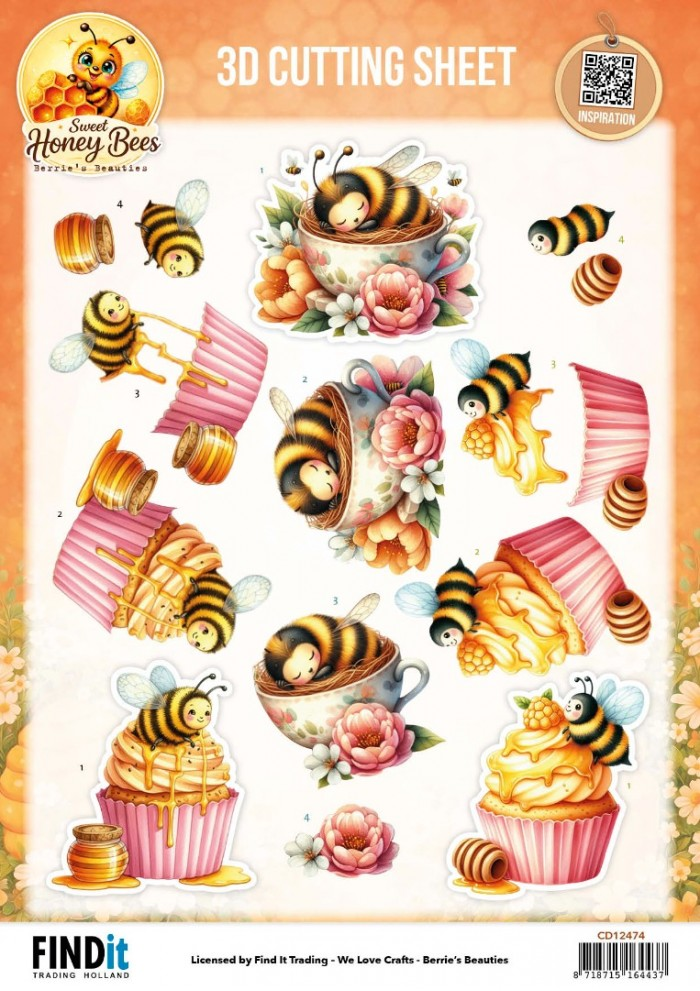 Berrie's Beauties, 3D Knipvel, Sweet Honey Bees, Honey Bee Delights - CD12474