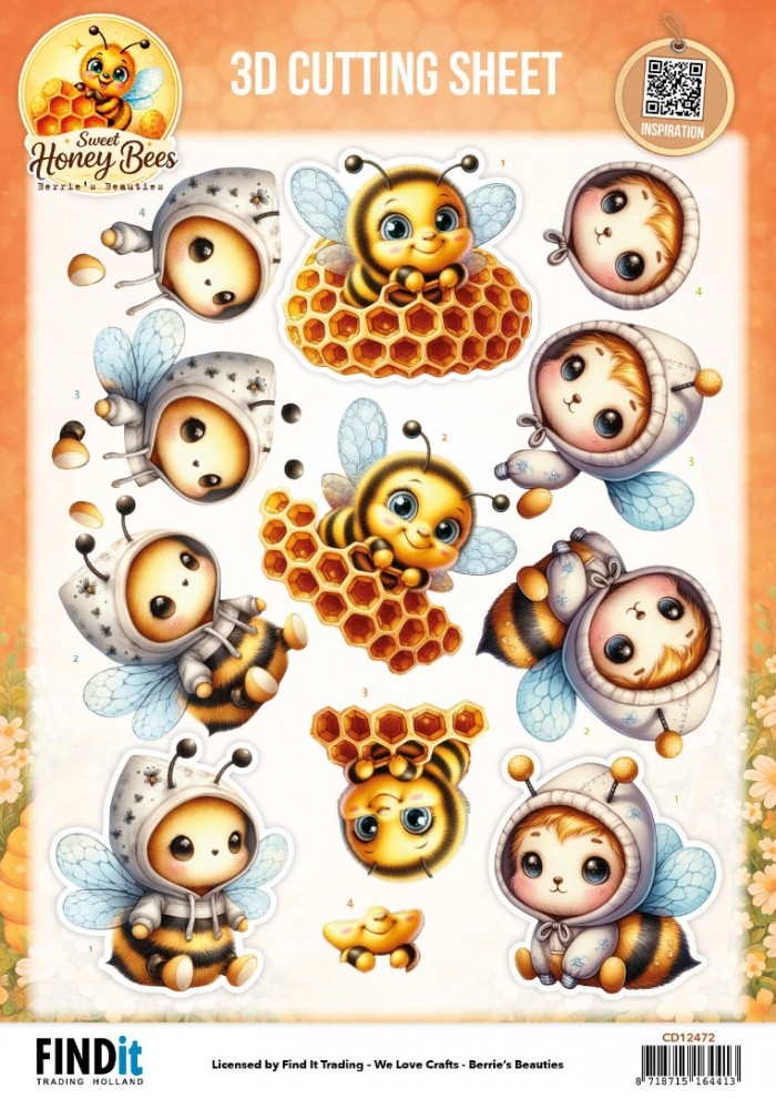 Berrie's Beauties, 3D Knipvel, Sweet Honey Bees, Honeycomb Friends - CD12472