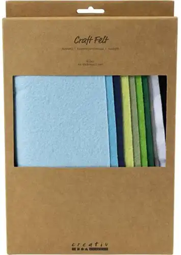 Creativ Company, Hobbyvilt, A4, Blauw en Groen Harmonie, 10 stuks