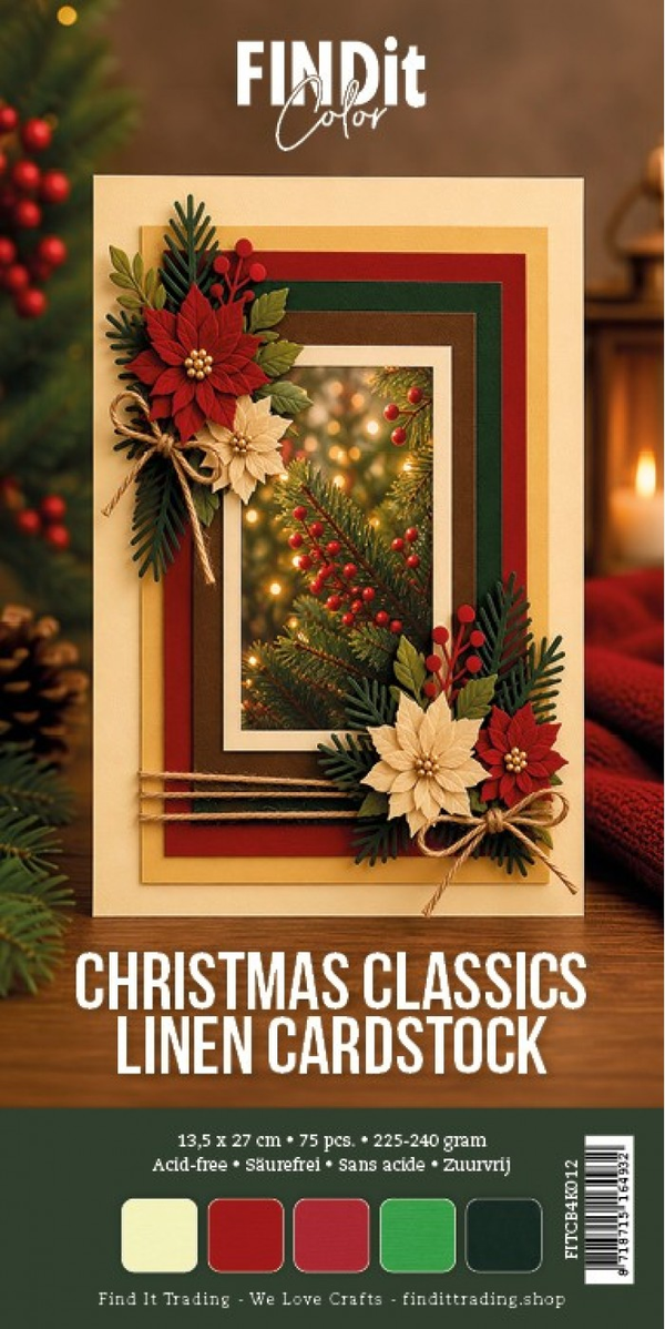 Find it Color, Linnen Cardstock Pack 4K, Christmas Classics Pack - FITCB4K012