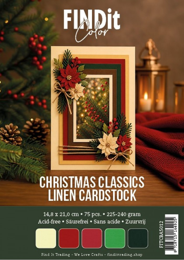 Find it Color, Linnen Cardstock Pack A5, Christmas Classics Pack - FITCBA5012