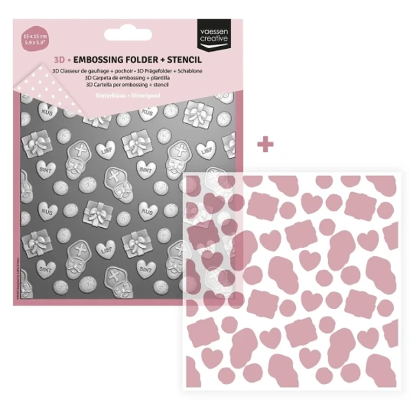Vaessen Creative, 3D Embossingfolder/Stencil, Strooigoed - 3625-0403