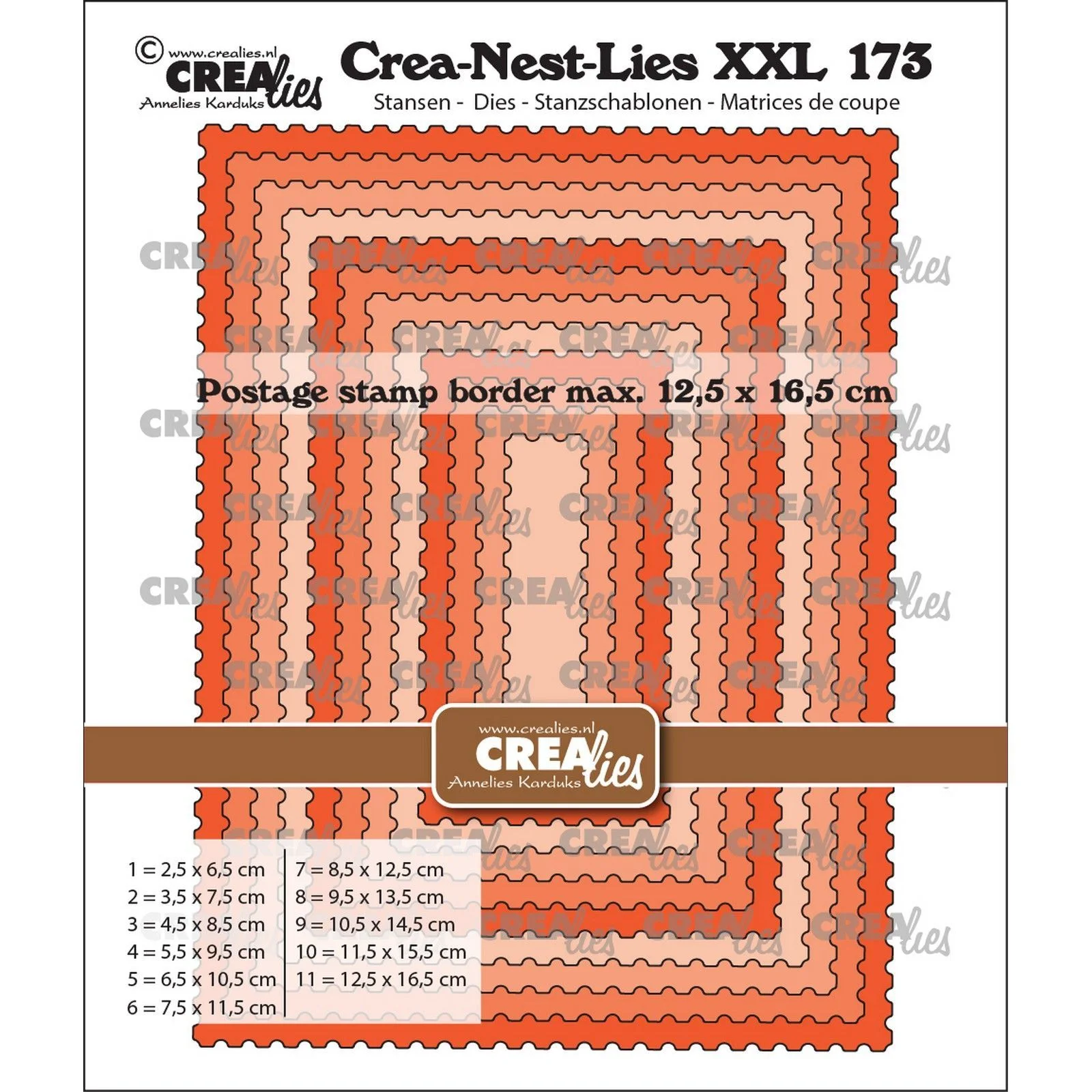 Crealies, Crea-Nest-Lies-XXL, Rechthoeken met postzegelrand - CLNestXXL173