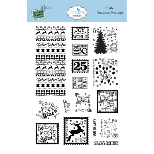 Elizabeth Craft Design, Clear Stamp, Seasonal Postage - CS466