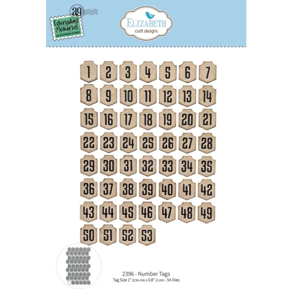 Elizabeth Craft Design, Snijmal, Number Tags - 2396