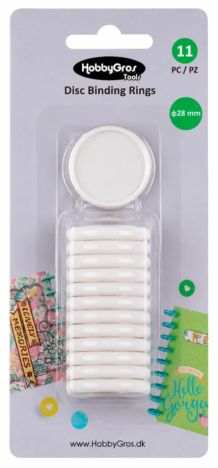 Hobbygros, Disc Binding Rings, White 28 mm - HGT052