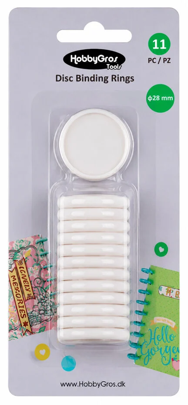 Hobbygros, Disc Binding Rings, White 28 mm - HGT052