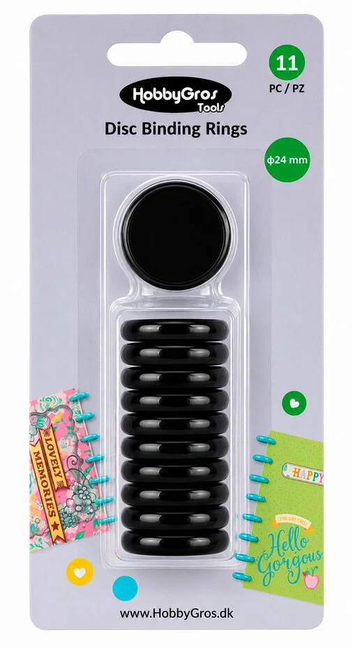 Hobbygros, Disc Binding Rings, Black 24 mm - HGT053