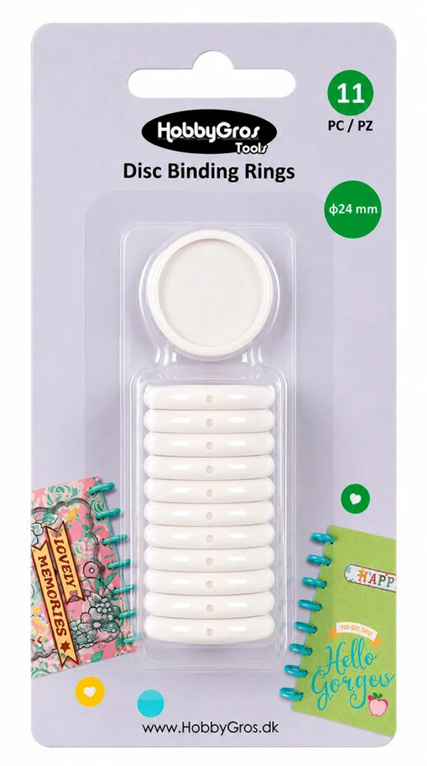 Hobbygros, Disc Binding Rings, White 24 mm - HGT054