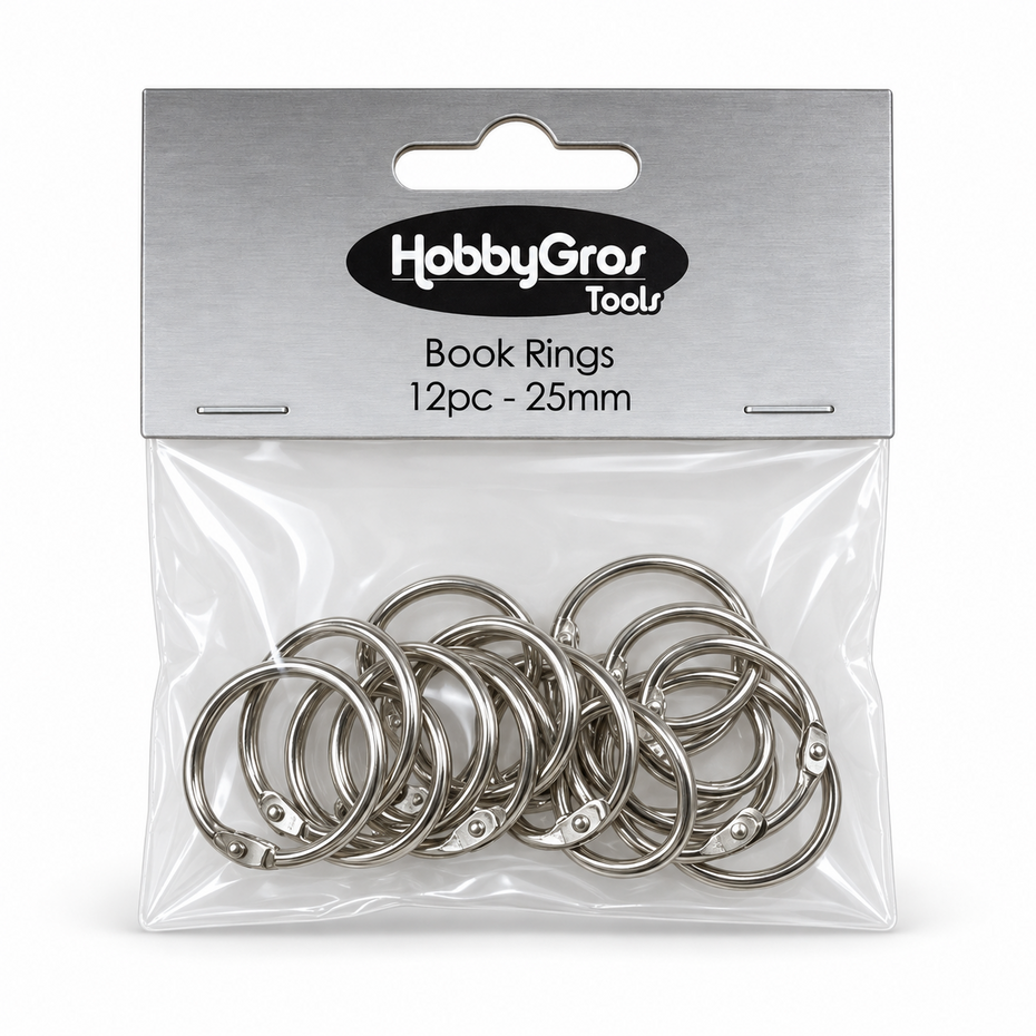 Hobbygros, Book Rings, Silver, 25 mm - HGT056