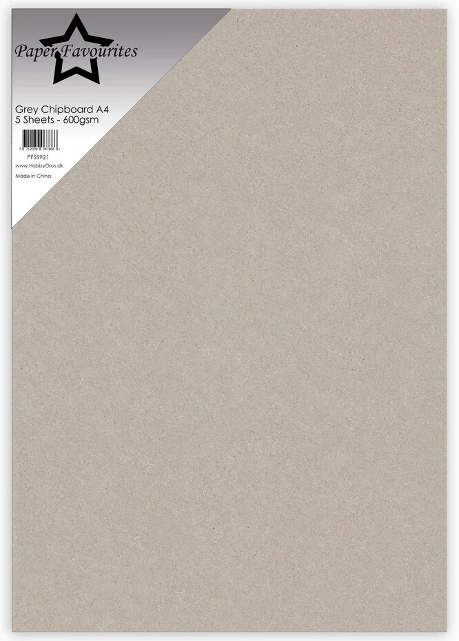 Paper Favourites, Grey Chipboard, A4, 600 grams, 5 pcs - PFSS921