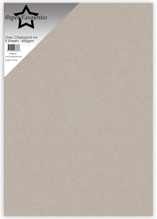 Paper Favourites, Grey Chipboard, A4, 600 grams, 5 pcs - PFSS921