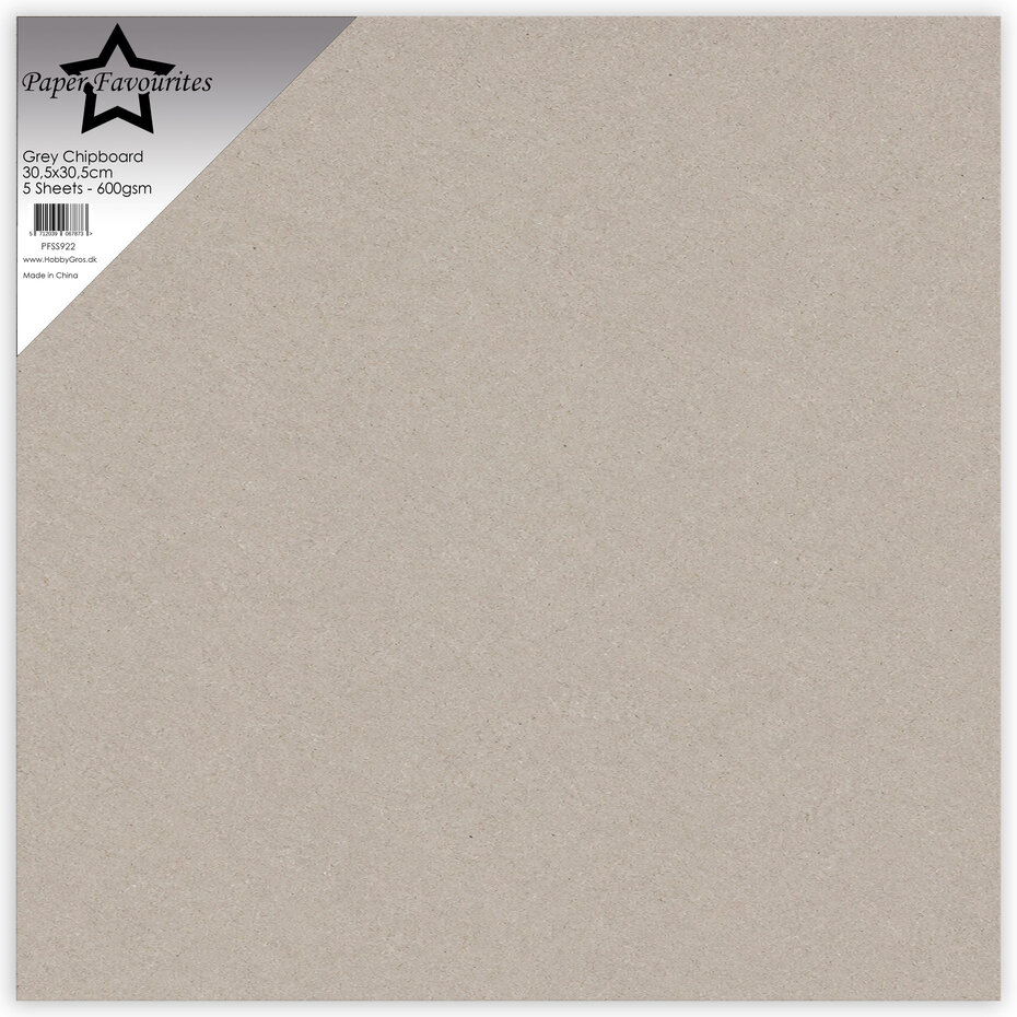 Paper Favourites, Grey Chipboard, 12x12 inch, 600 grams, 5 pcs - PFSS922