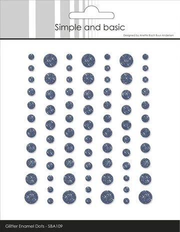 Simple and Basic, Glitter Enamel Dots, Navy, 77 pcs - SBA109