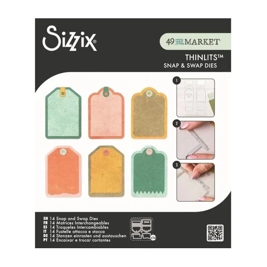 Sizzix, Thinlits, 49 and Market, Snap and Swap, Mini Tags - 667206