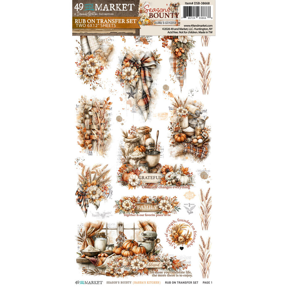 49 and Market, Rub On Transfer Set, Nanna's Kitchen, Season's Bounty - DSB-38668
