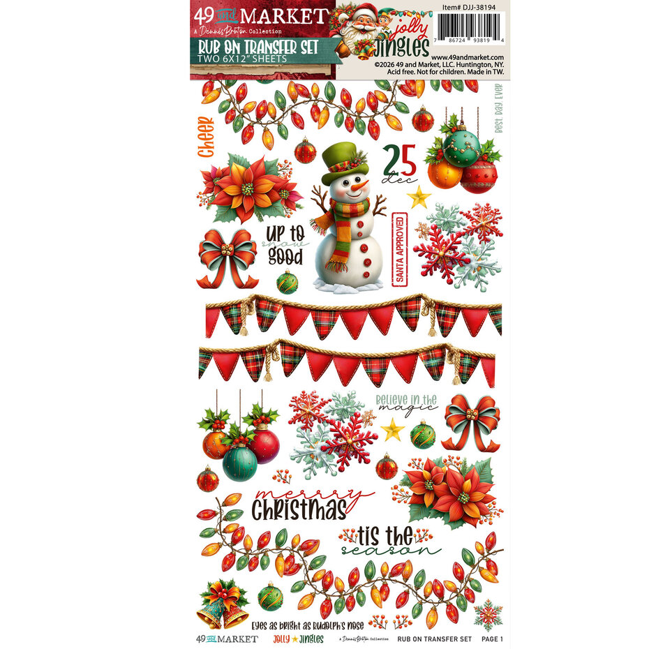 49 and Market, Blendable, Rub-On Transfer Set, Jolly Jingles - DJJ-38194