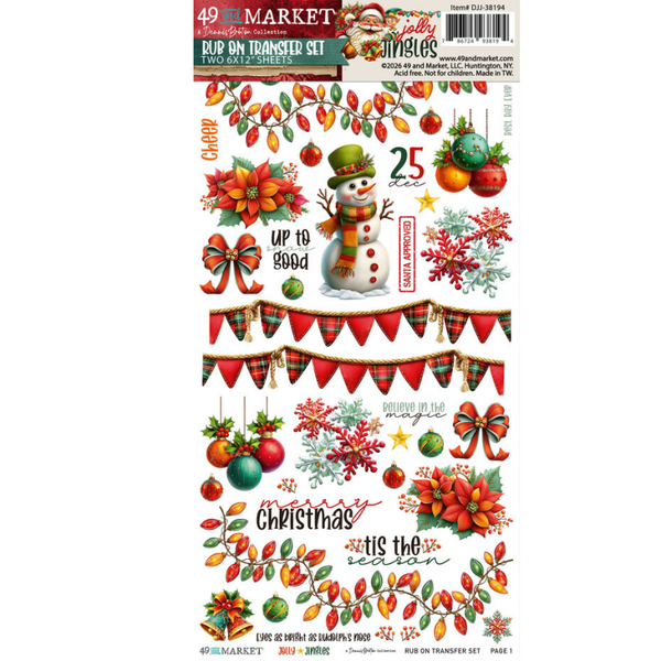 49 and Market, Blendable, Rub-On Transfer Set, Jolly Jingles - DJJ-38194