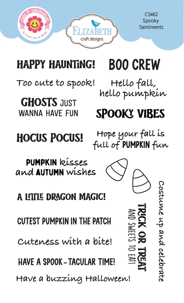 Elizabeth Craft Design, Clear Stamp, Spooky Sentiments- CS462