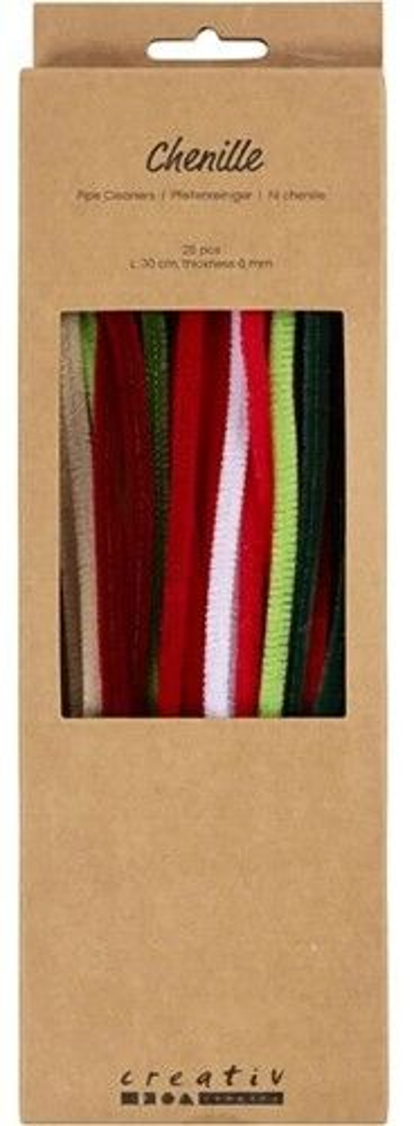 CC Chenilledraad, 30 cm, Kerstkleuren, 24 stuks - 516564