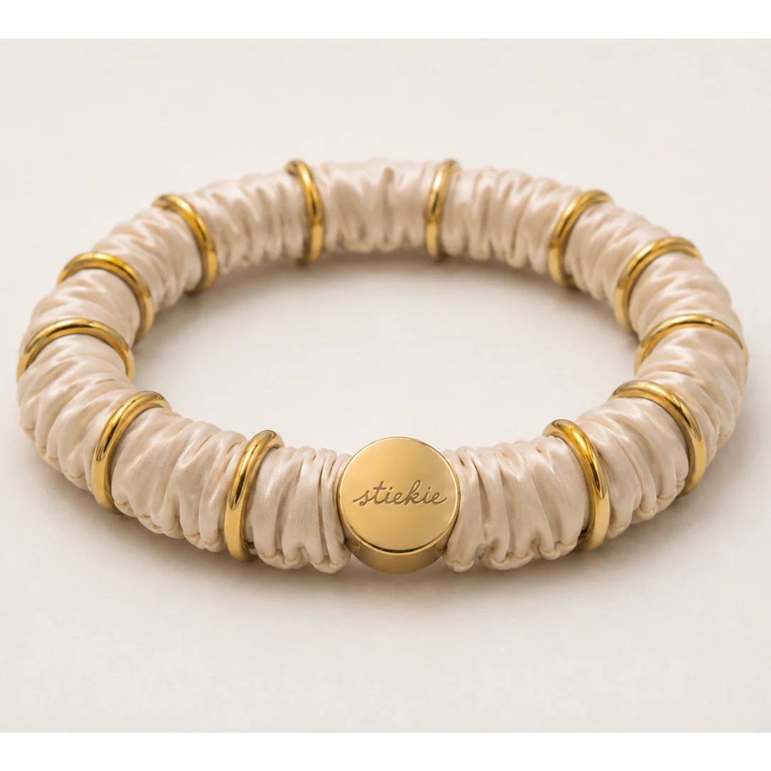 Stiekie, Kralen Haarelastiek & Armband, Scrunchie, Soft Gold