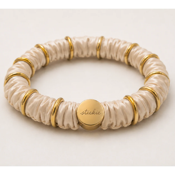Stiekie, Kralen Haarelastiek & Armband, Scrunchie, Soft Gold