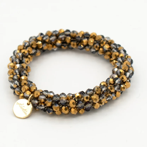 Stiekie, Kralen Haarelastiek & Armband, Gold/Grey