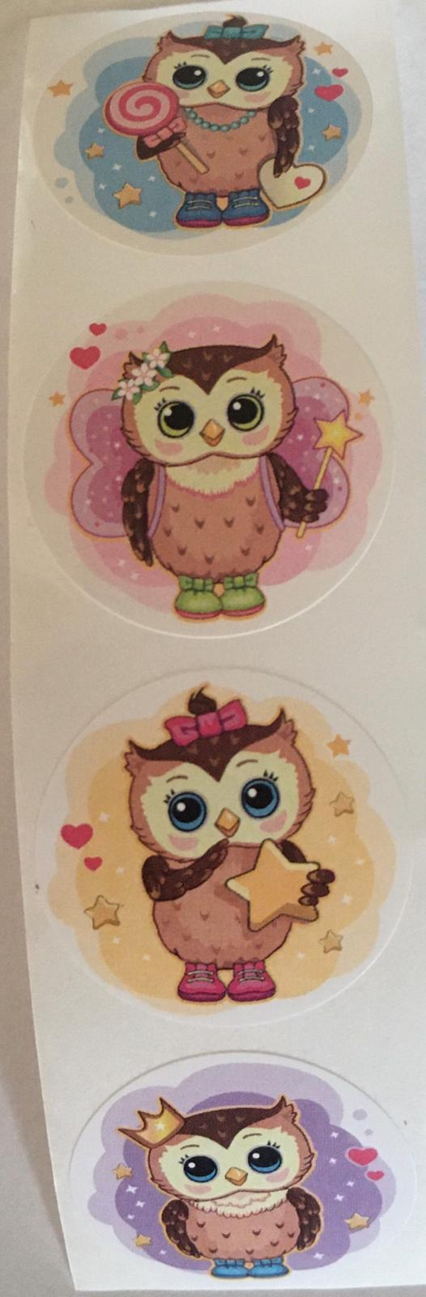 Sticker, Uiltjes, 4 stuks, 2,5 cm