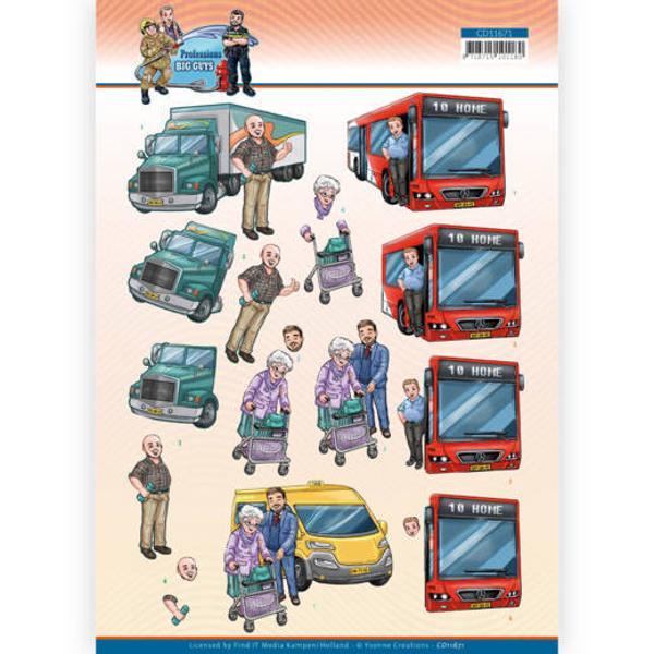 Yvonne Creations, 3D Knipvel, Big Guys Professions, Bus Driver - CD11671