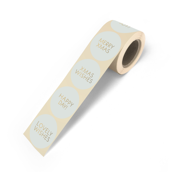 Etiket, Sticker, Christmas Wishes , Salie (5 stuks)