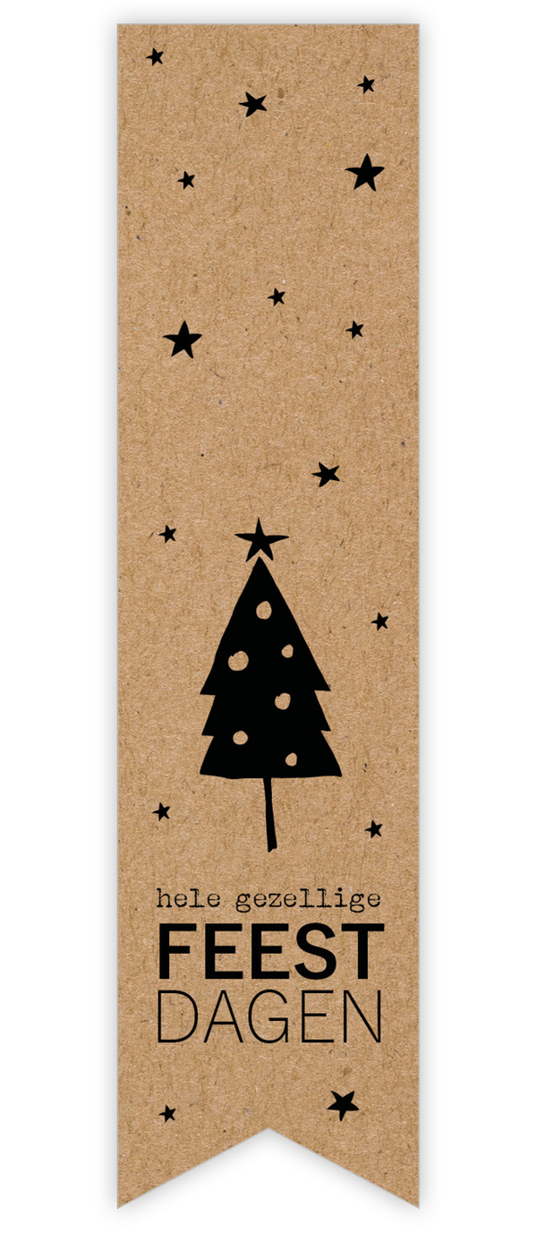 Etiket, Sticker, Label, Kraft '' Hele gezellige feestdagen'' (5 stuks)