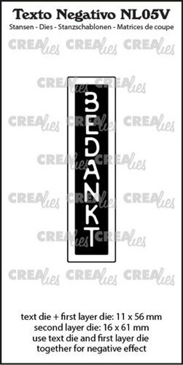 Crealies, Snijmal, Texto NL, Bedankt, Verticaal - NL05V