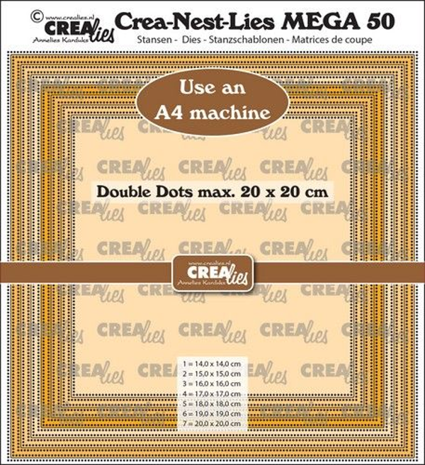 Crealies, Crea-Nest-Lies MEGA 50, Squares with stitch - CLNESTMEGA50