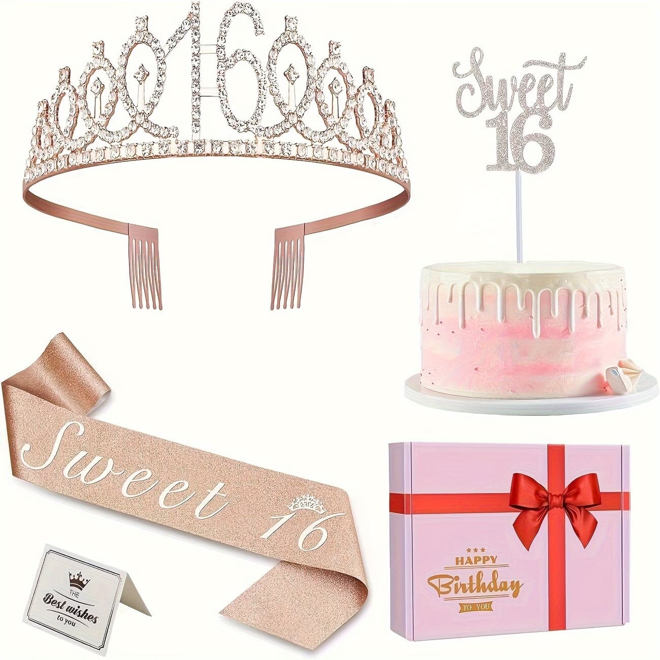 Sweet 16 Birthday Tiara set and Decorations