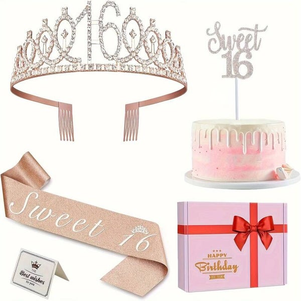 Sweet 16 Birthday Tiara set and Decorations