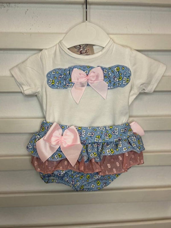 Conjunto margaritas con lazo rosa