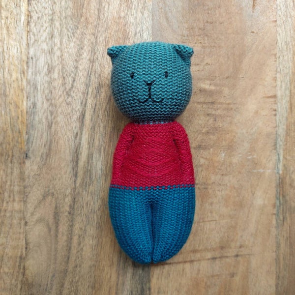 Poezebeestje rood en petrolblauw