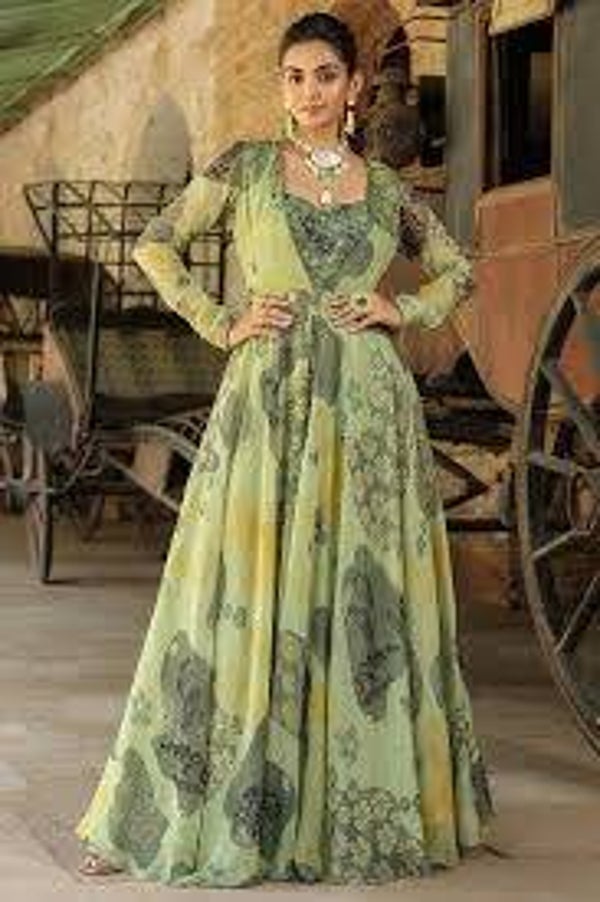 Green bridal dress