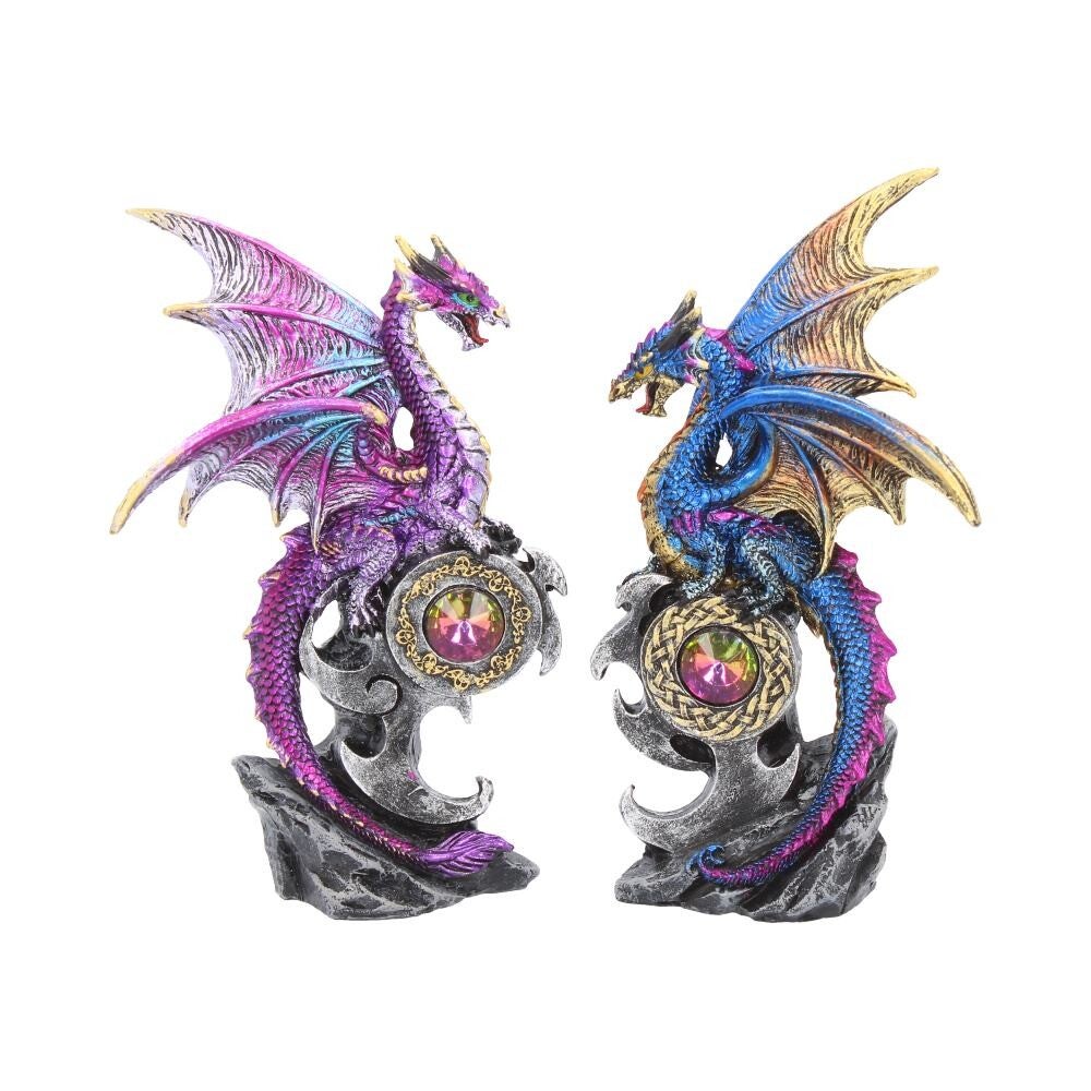 Realm Protectors Figurines Set of Two Fantasy Dragon Crystal Ornaments 15cm